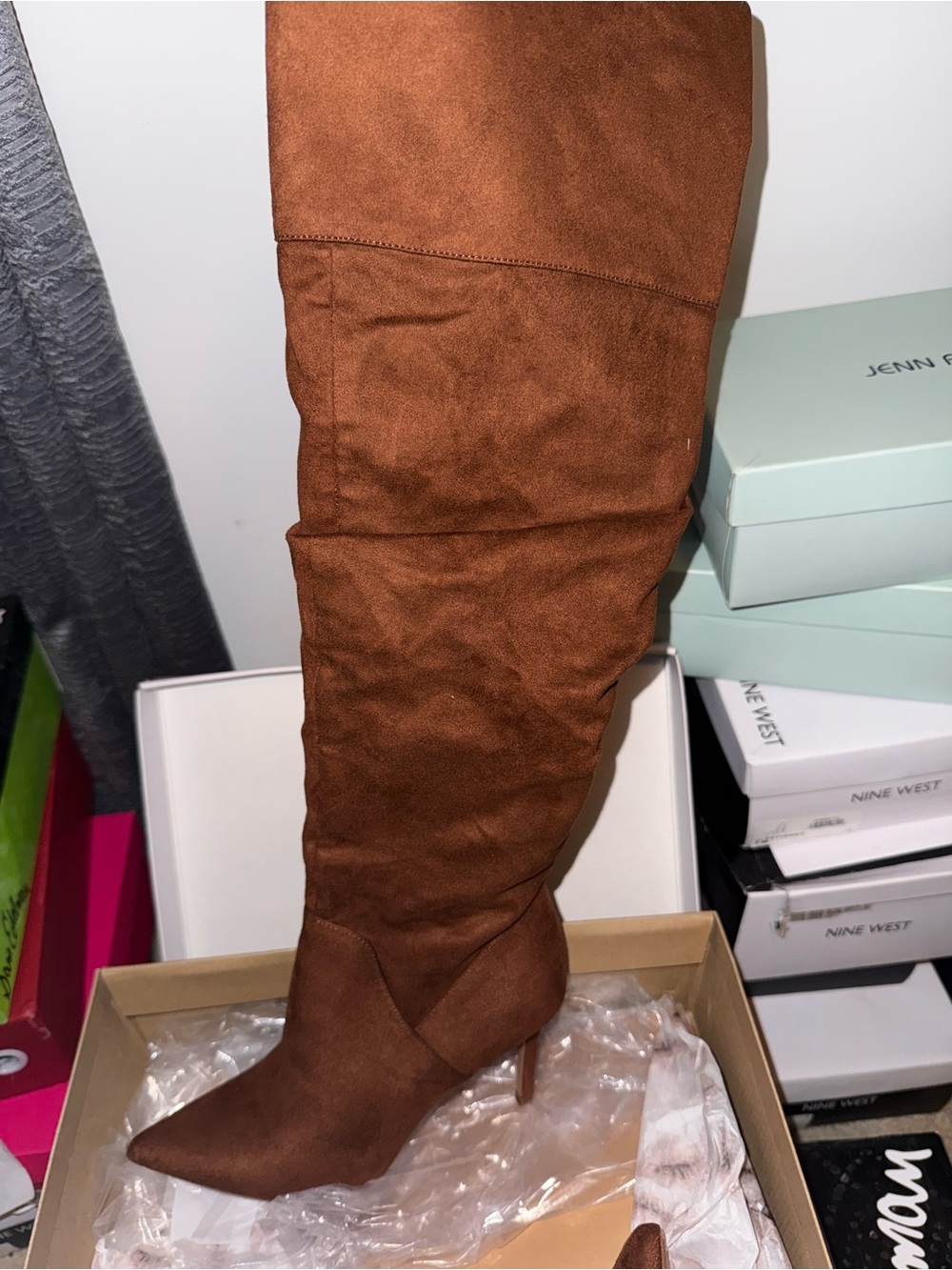 Jessica Simpson Cognac Over-the-Knee Pointed Toe Stiletto Boots